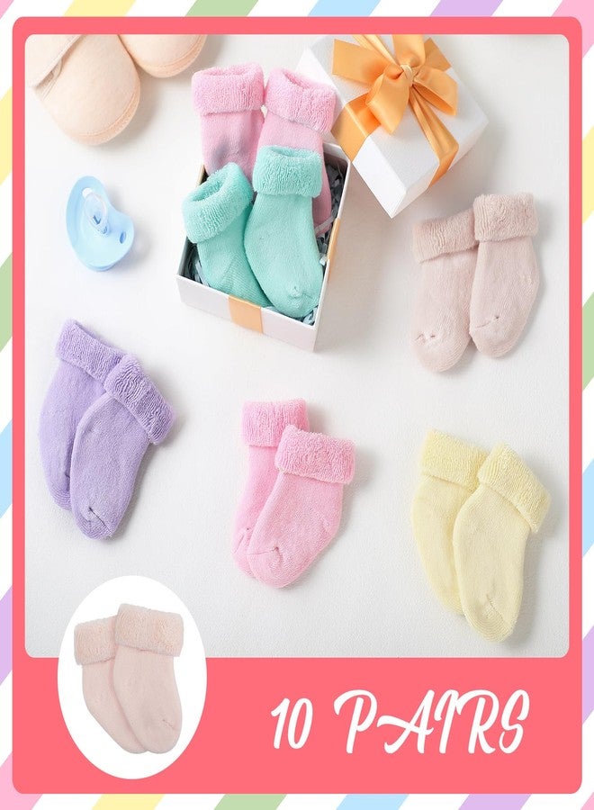 Twistover 10 Pairs Preemie Baby Terry Cotton Turn Cuff Socks for Newborn Girls Boys - Nicu(Macaron Colors,Preemie) - Image 3